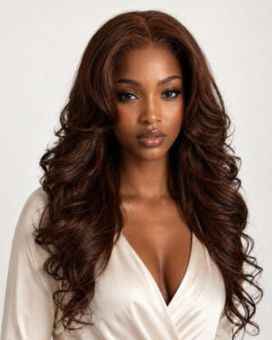 Amara 26″ Chocolate Wine Straight Styled 7x5 Lace “Wear & Go” Wig